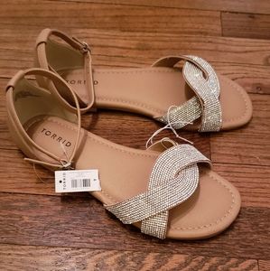 NWT Torrid Rhinestone Sandals - Beige/Nude